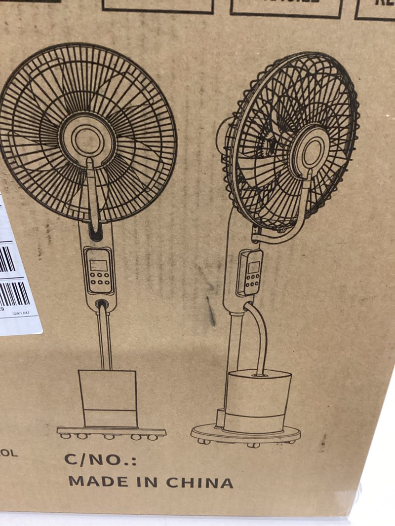 Condition photo showing Good Condition for misting fan ,5 wind speed setting,3 wind modes setting