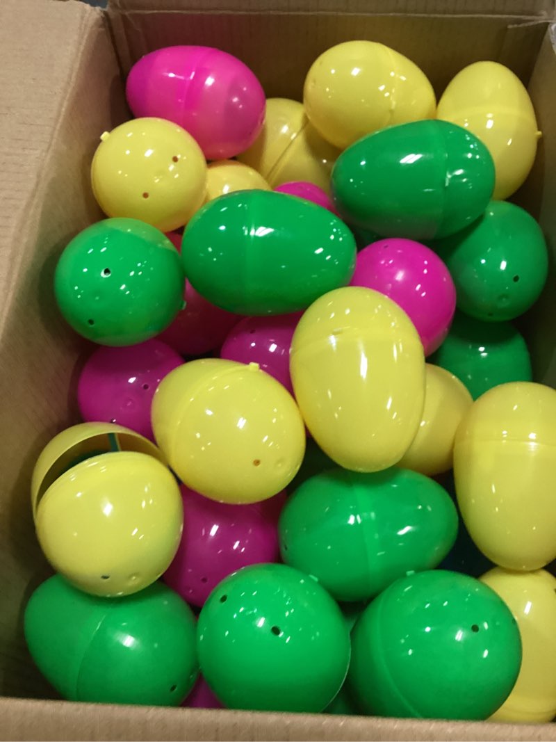 Condition photo showing New/Like New for 100 pack prefilled easter eggs with assorted toys inside 6 surprise golden eggs, 100 plastic easter eggs fillers with fidget toys, easter basket stuffers easter hunt party favors for kids boys girls