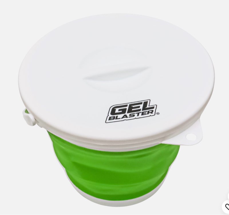 Gel Blaster Collapsible Ammo Tub (1.5 Gallon Bucket - Holds 15,000+ Gellets) - Made for Gel Blaster Gellets, Includes Built-in Strainer, Space Saving Design, Handle for Portability, Electric Green