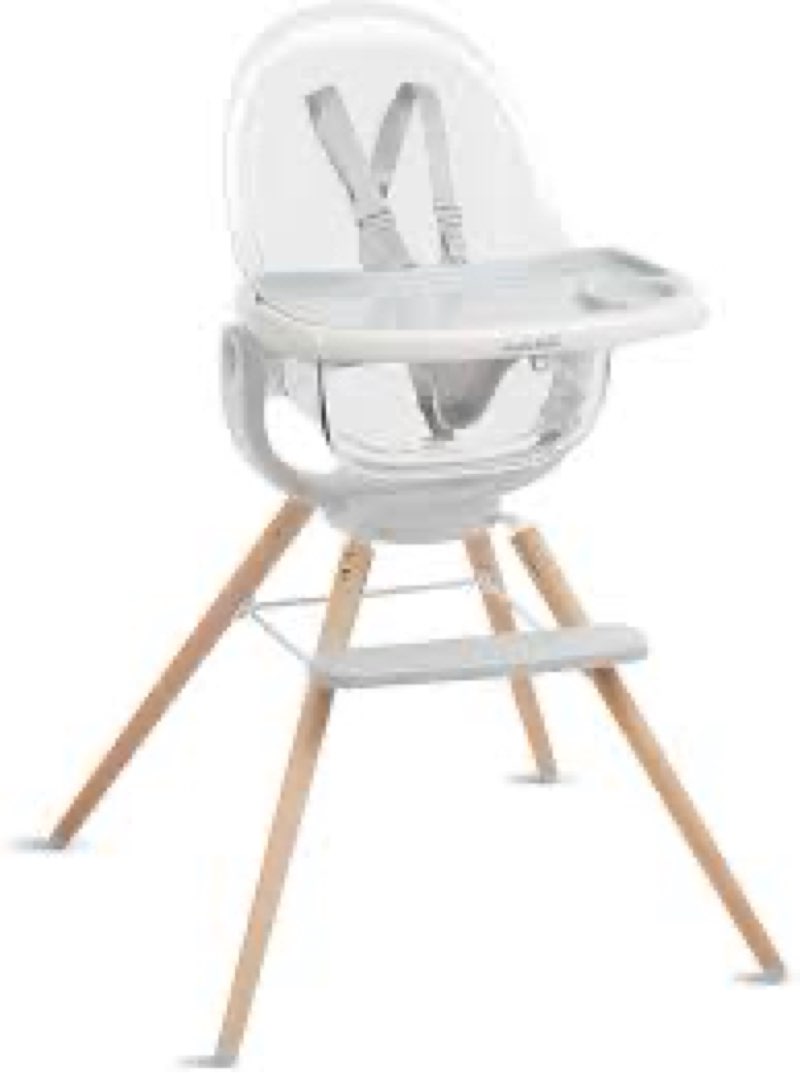 munchkin® 360° cloud™ baby and toddler high chair with clear seat and 360° swivel, white and grey wi