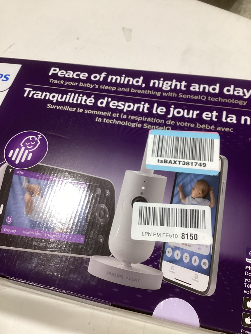Condition photo showing New/Like New for Philips Avent Premium Connected Baby Monitor, Smart Baby Monitor with App, 1080p Camera, SenseIQ Sleep & Breathing Motion Tracking, Cry Detection & Translation, Two-Way Audio, Night Vision, SCD973/37