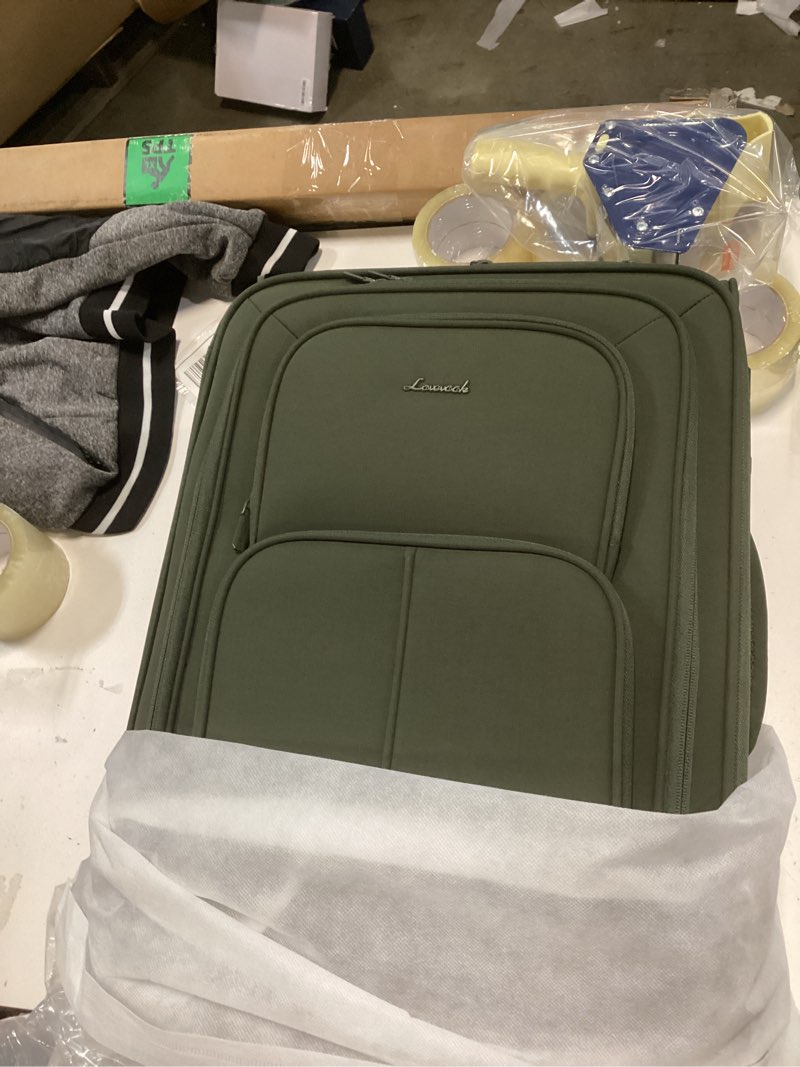 Condition photo showing New/Like New for LOVEVOOK Carry On Luggage 22x14x9 Airline Approved, 22 Inch Softside Suitcases with Spinner Wheels, Lightweight Carry-on Suitcase with TSA Lock for Women Men, Large Luggage for Travel Business Trip 22 inch_Carry on Army Green