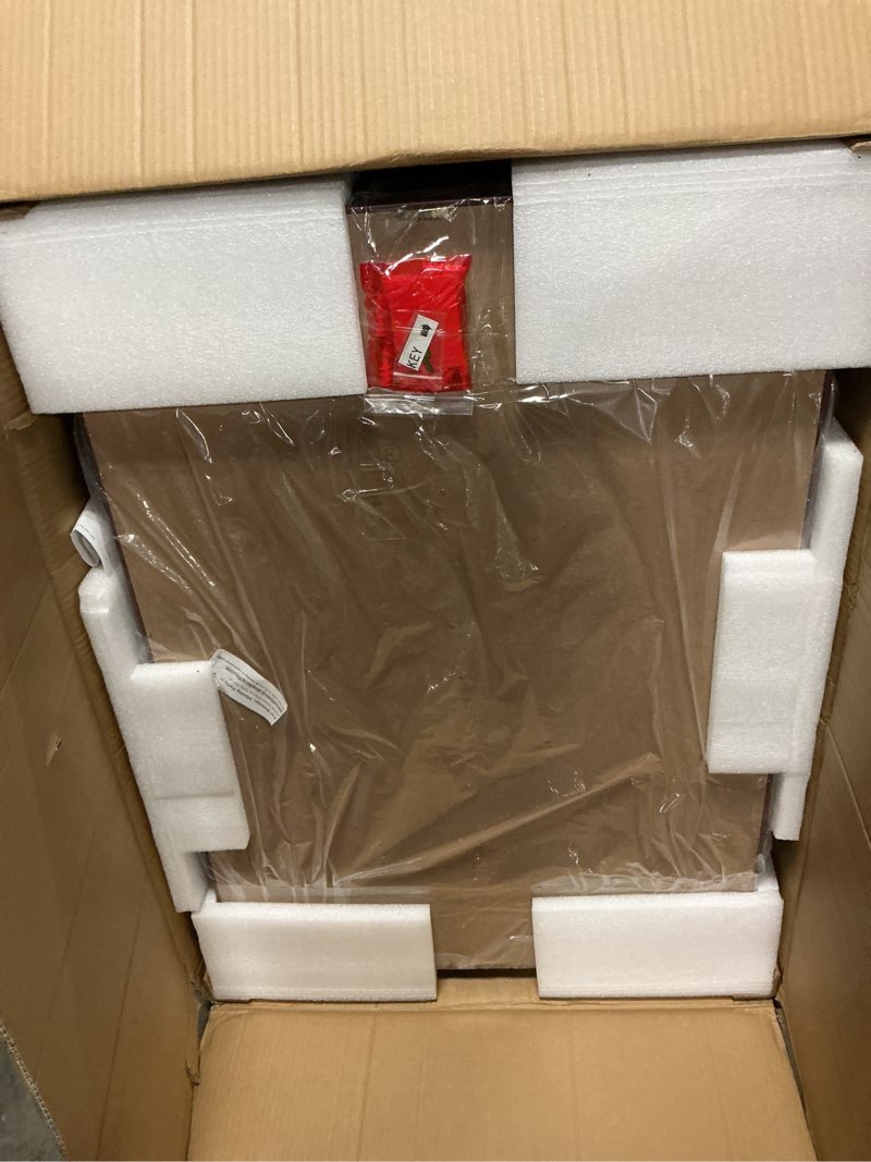 Condition photo showing Good Condition for 144 shot glass shooter display case, glass collection hollder wall mount cabinet, uv protection, removable shelves, cherry finish