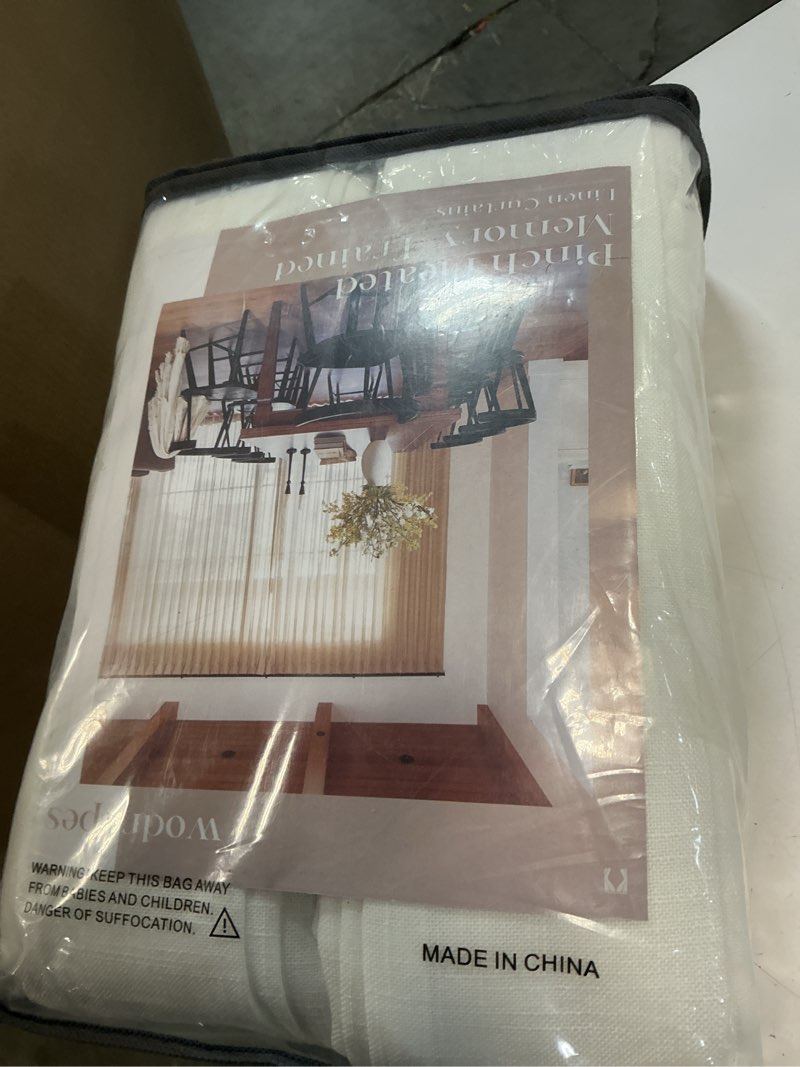 Condition photo showing Good Condition for 90 inch pinch pleated linen curtains 2 panel set for living room cream natural thick linen textured drapes 90 inches long pinch pleat drapes birch ivory semi sheer curtain for dining bedroom office natural 40"w x 90"l (pack of 2)