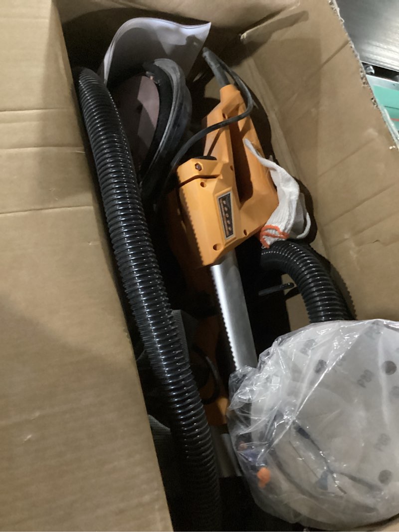 Condition photo showing Good Condition for Drywall Sander with Vacuum Dust Collector, 1050W 7.33A Popcorn Ceiling Removal Tool, LED Light, 5 Variable Speed 1000-2100RPM, Foldable & Extendable Handle, 12 Sanding Discs Orange-black (similar to photo)