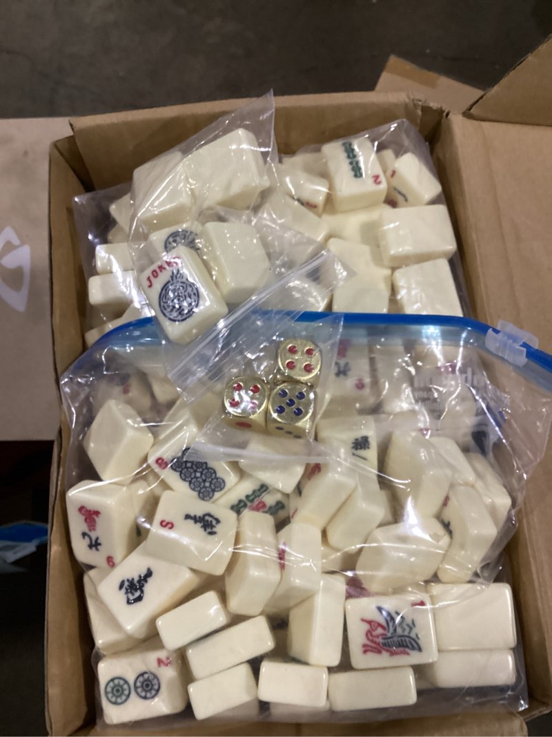 Condition photo showing Good Condition for american mahjong tiles,166 quality ivory tiles with 3 golden dices & rules instruction (mahjong tiles, ivory) ivory mahjong tiles
