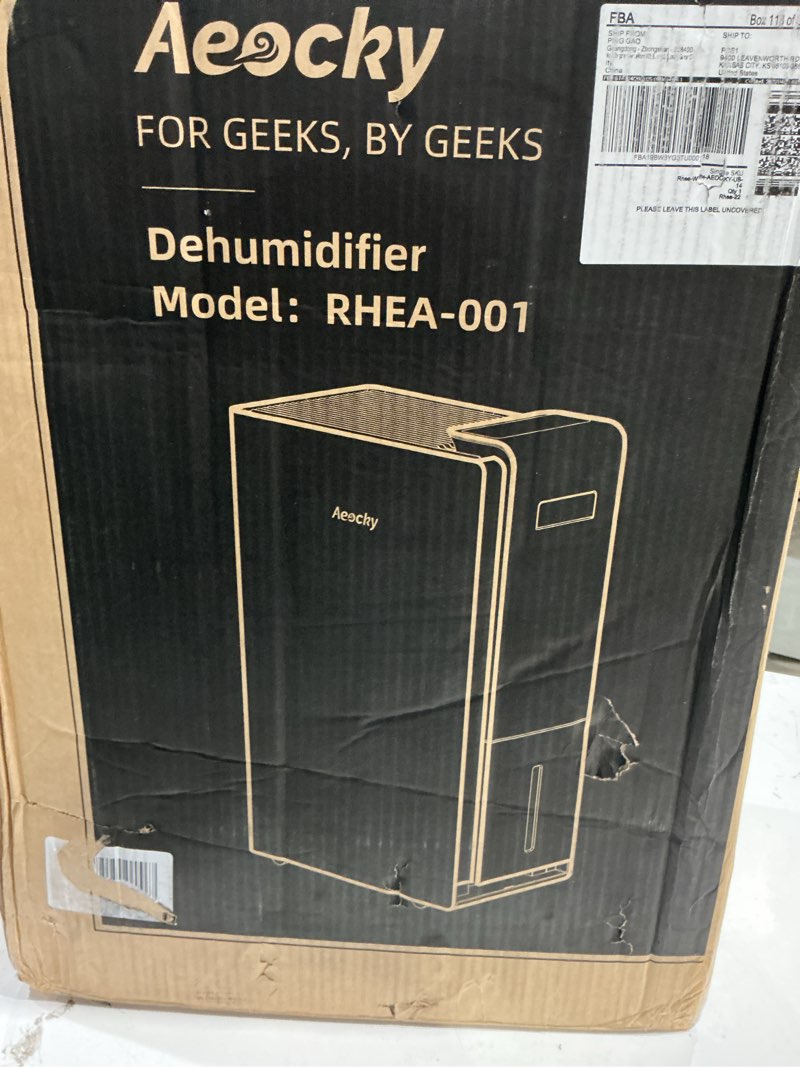 Condition photo showing As Is for 4500 sq.ft energy star most efficient 2025 dehumidifier max 80pint/d | dehumidifier with drain hose for basement, home, bedroom, bathroom, intelligent humidistat