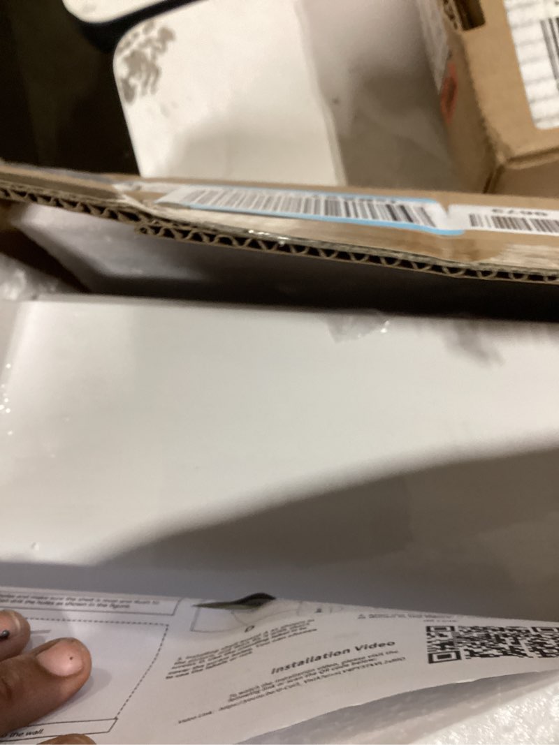 Condition photo showing New/Like New for floating shelves for wall set of 3, 24" white wall shelves for home decor, frame display white floating shelf for living room, bedroom, bathroom, kitchen 24 inch white