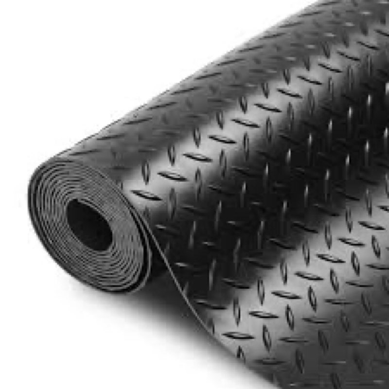 SEAL 4 x 6 Ft Premium Garage Floor Mat 2.5mm Thickness Black Commercial-Grade Heavy Duty Parking Mats for Garage Floors, RV Trailer Flooring, Garage Floor Mats for Under Car (Embossed Diamond Plate)