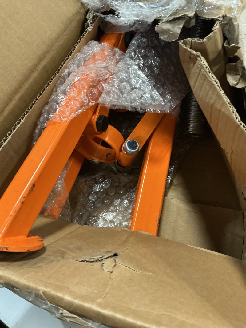 Condition photo showing As Is for heavy-duty jack stand, 2500lb capacity pipe stand with v-head, 27.2"-52" adjustable for welding & construction