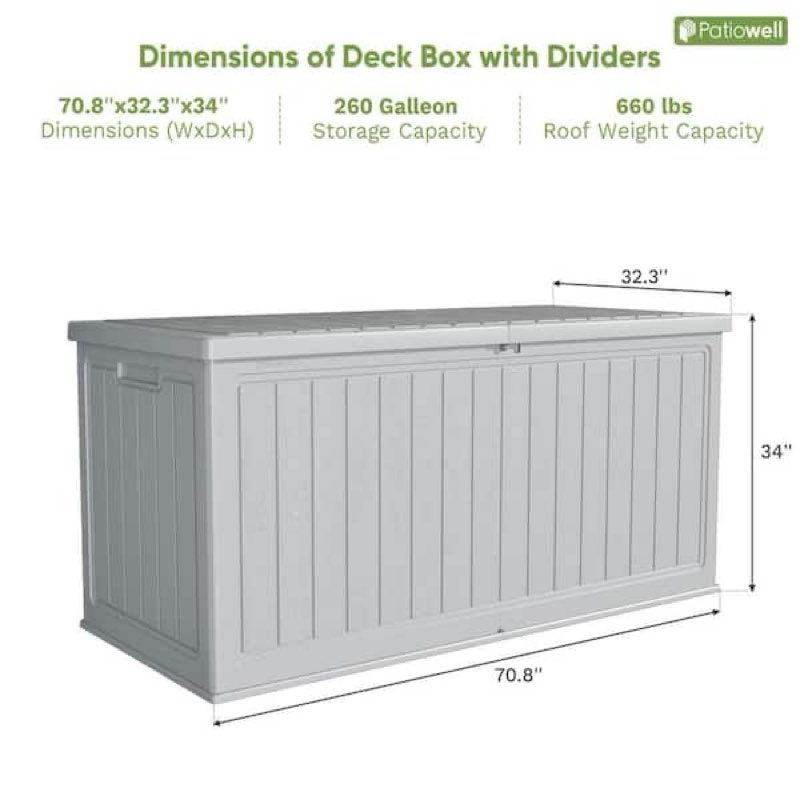 Balconera 260 Gallons Water Resistant Resin Lockable Deck Box