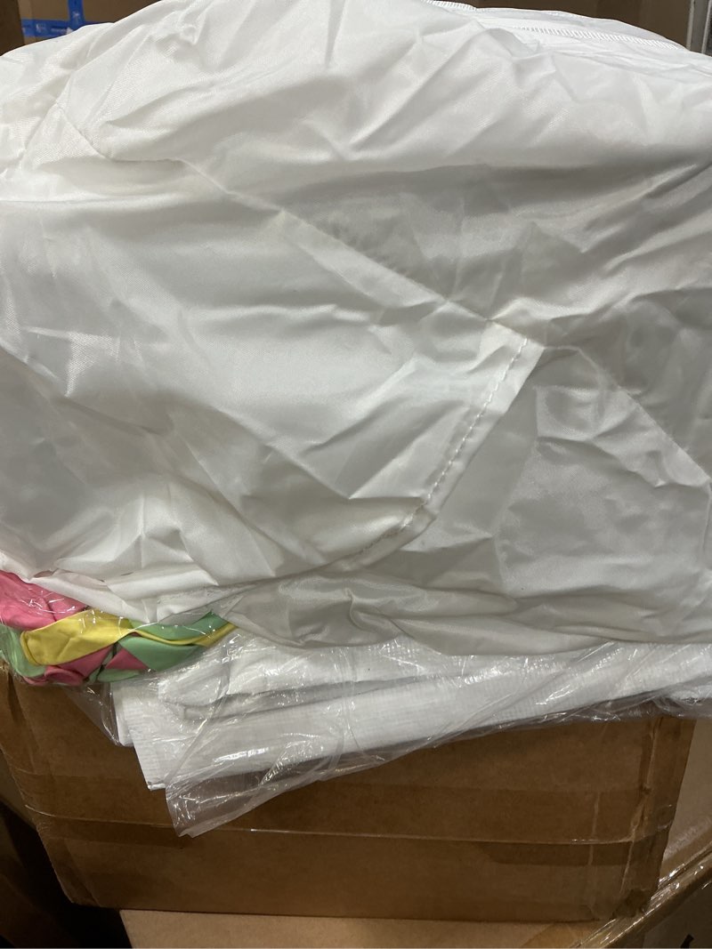 Condition photo showing Good Condition for aksport inflatable bounce house,white castle bounce house for kids 3-6 indoor & outdoor inflatable bouncer house with slide & air blower & balloons for kids birthday party,wedding party 11.97x8.98x7.15ft-white