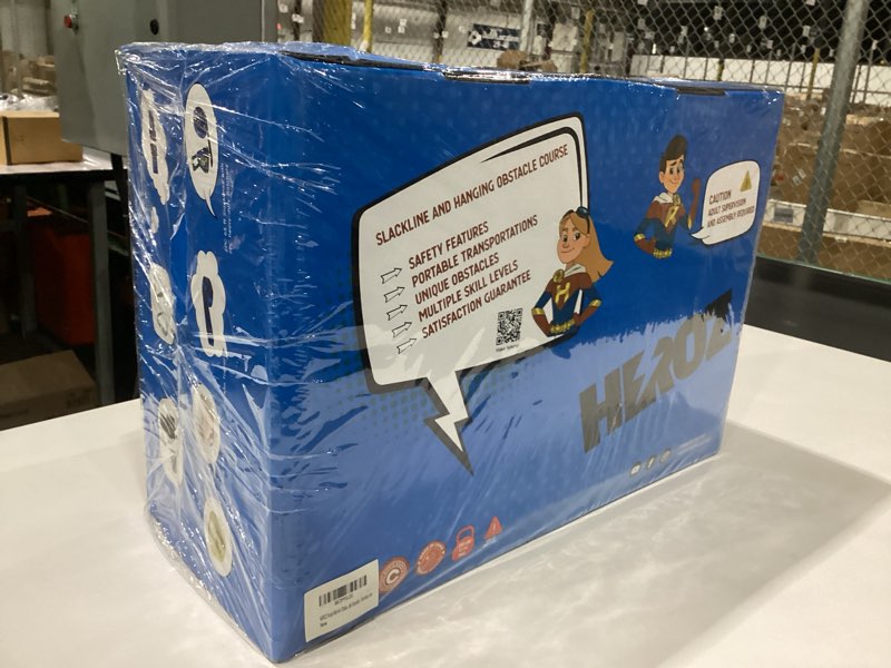 Heroz Obstacle Course for Kids - Ninja Warrior Obstacle Course for Kids Outdoor Play Equipment 65ft Double Slackline, Monkey Bars, Wheel, Climbing Rope - Jungle Gym Ninja Course for Kids Outside