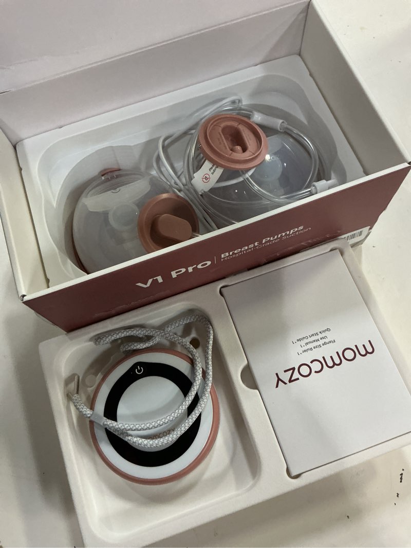 Condition photo showing Good Condition for momcozy breast pump v1 pro hospital-grade, hands-free & portable wearable pump, upgraded electric pump with 3 fine-tuned rhythms|15 levels, come with leak-proof doublefit flange, cozy red. v1 pro cozy red
