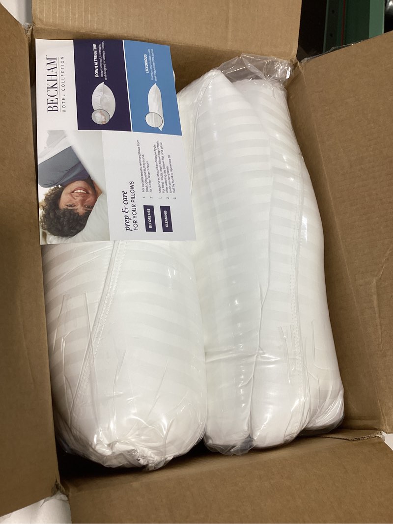 Condition photo showing New/Like New for beckham hotel collection bed pillows standard/queen size set of 2 - original soft down alternative pillow for sleeping - soft support for back, stomach or side sleepers queen / standard white