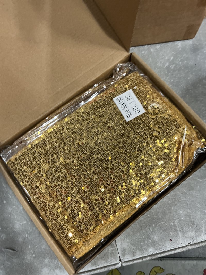 Condition photo showing New/Like New for nalvxin 10 packs gold glitter sequin table runners- 12"x72" for birthday, wedding, pre-wedding party