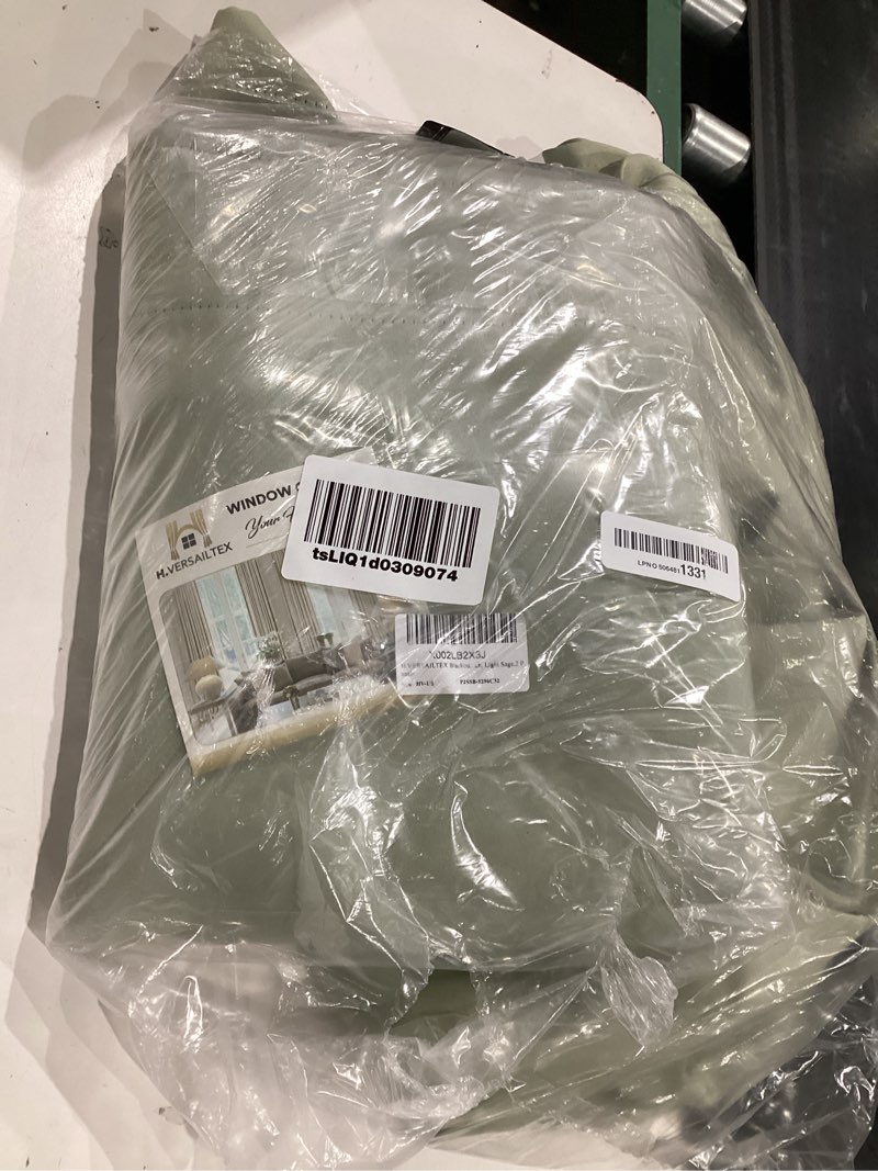 Condition photo showing Good Condition for h.versailtex blackout curtains thermal insulated window treatment panels room darkening blackout drapes for living room back tab/rod pocket bedroom draperies, 52 x 96 inch, light sage,2 panels 52"w x 96"l (pack of 2) light sage