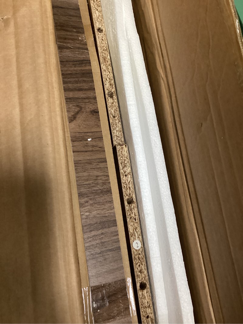 Condition photo showing Good Condition for shoe storage cabinet with 2 flip drawers, 23.6"(w) freestanding shoe organizer with metal handles for entryway, narrow shoe rack cabinet walnut 23.6"w
