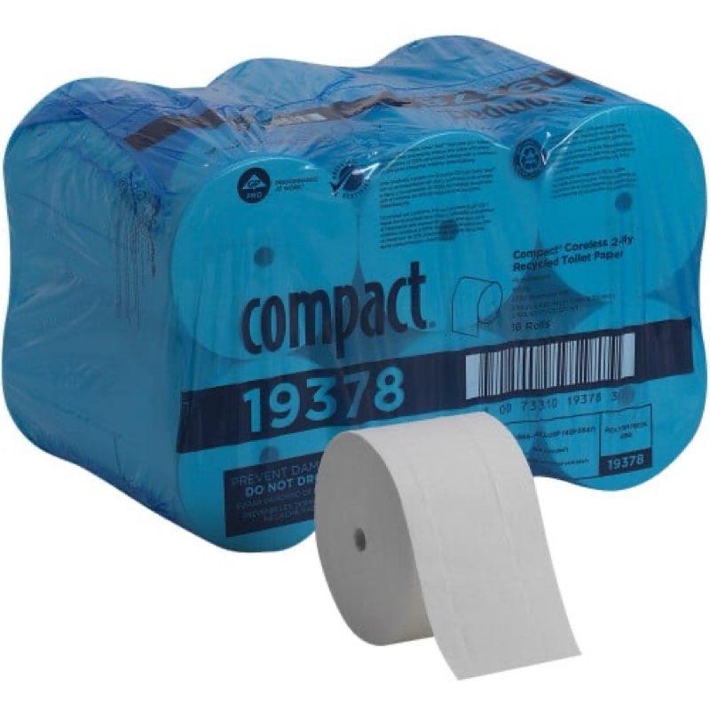 compact® coreless toilet paper, 2-ply, 1500 sheets, 18 rolls (19378)