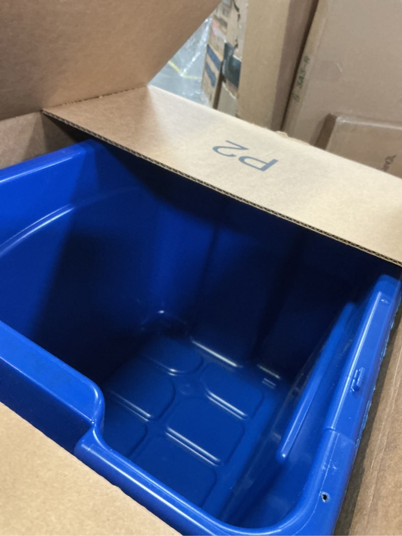Condition photo showing Good Condition for Rubbermaid Commercial Products, Recycling Bin/Box, Stackable, 14 GAL, Blue, for Indoors/Outdoors/Garages/Homes/Commercial Facilities