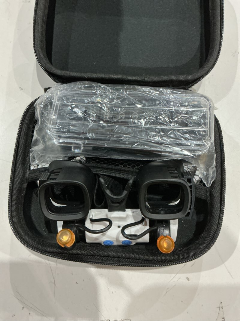 Condition photo showing Good Condition for magnifying glasses for close work, jewelers magnifying glass with light & 5 interchangeable lens pairs(2x 4x 6x 10x 13x), headband loupe magnifier for watch repair,crafts, w/storage case white