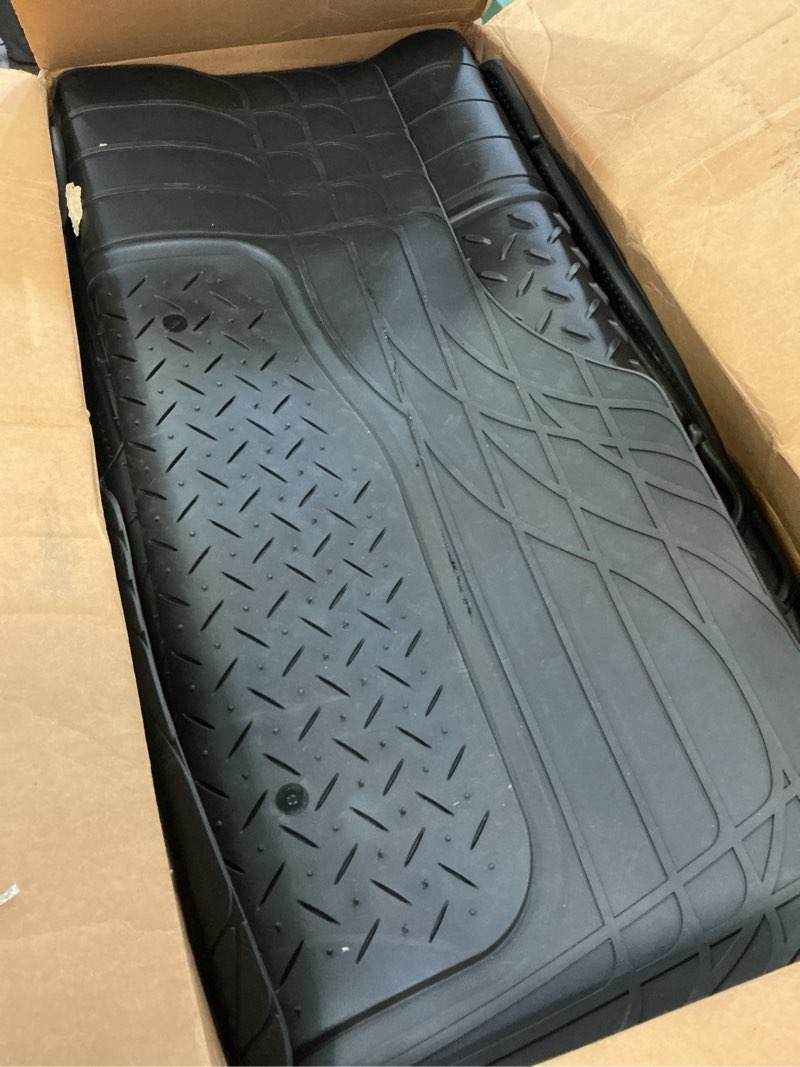 Condition photo showing As Is for motor trend flextough floor mats for cars, black deep dish all-weather car mats, waterproof trim-to fit automotive floor mats for cars trucks suv, universal floor liner car accessories full set black