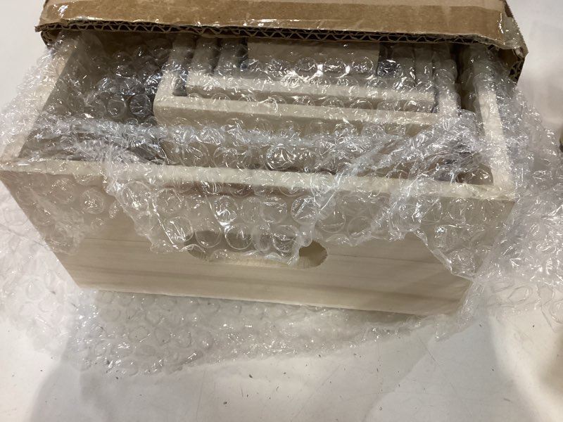 Condition photo showing New/Like New for 6 packs unfinished wooden box 5 sizes natural handles wood boxes storage organizer container craft box nesting treasure wood crate for crafts,decoration, storage,organizer