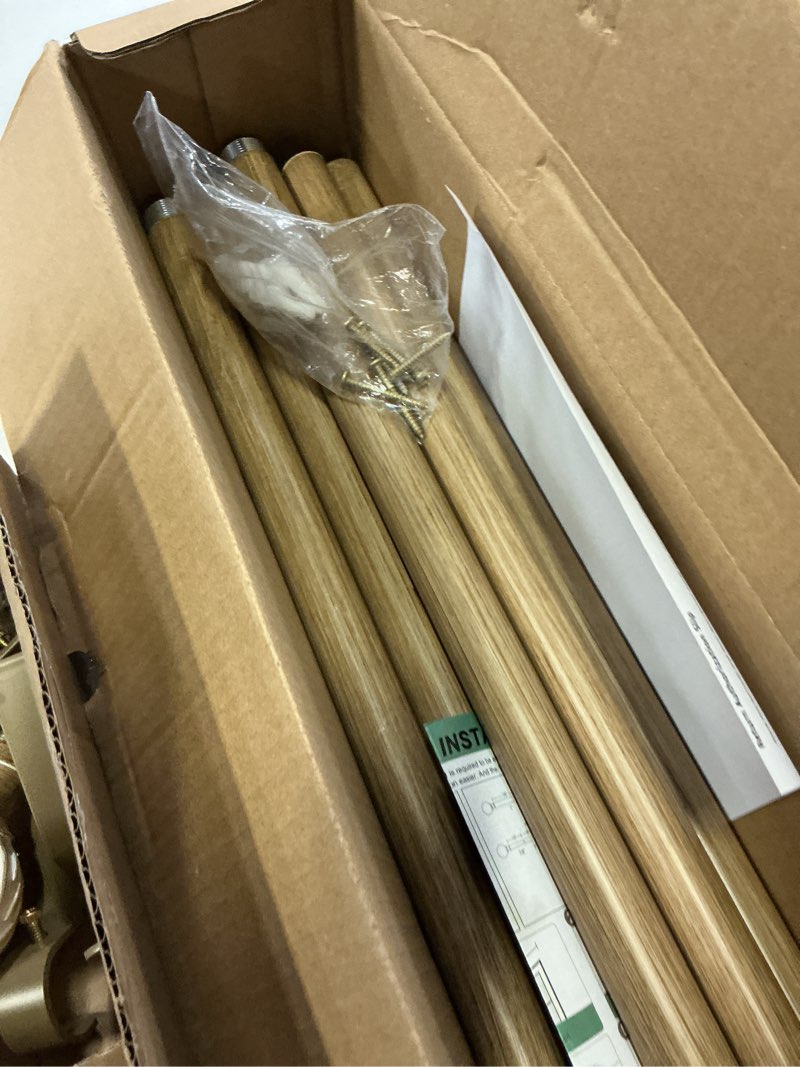 Condition photo showing As Is for boho wood curtain rods for windows 48 to 84 inch,1" adjustable heavy duty window curtain rod with imitation wood grain finials,rustic decorative drapery rods set,size:36-88'',weathered wood 36'' - 88'' (1 pack) weathered wood