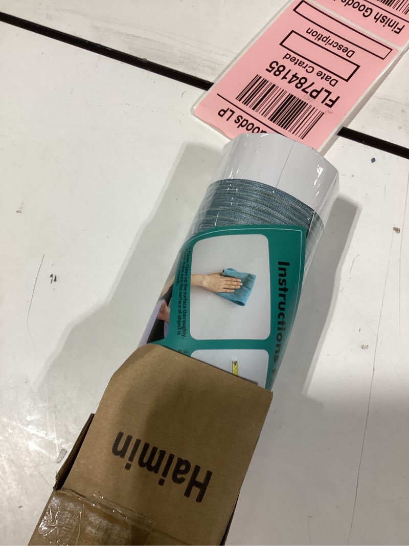 Condition photo showing New/Like New for Haimin Grasscloth Wallpaper Peel and Stick 20.9in X 393in Fabric Contact Paper Wall Paper Textured Wallpaper Vertical Stripes Look Self-Adhesive Thick Vinyl Embossed (Blue and Green)