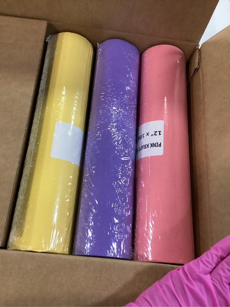 Condition photo showing Good Condition for 12" x 1200" (100 ft) Mother's Day Kraft Paper Rolls Set, 45 Lbs - Pink, White, Lilac, Yellow, Light Green Kraft Paper - Made in USA Colored Paper for Crafts, DIY, School, Gift Wrapping 12"W x 1200"L Mother's Day