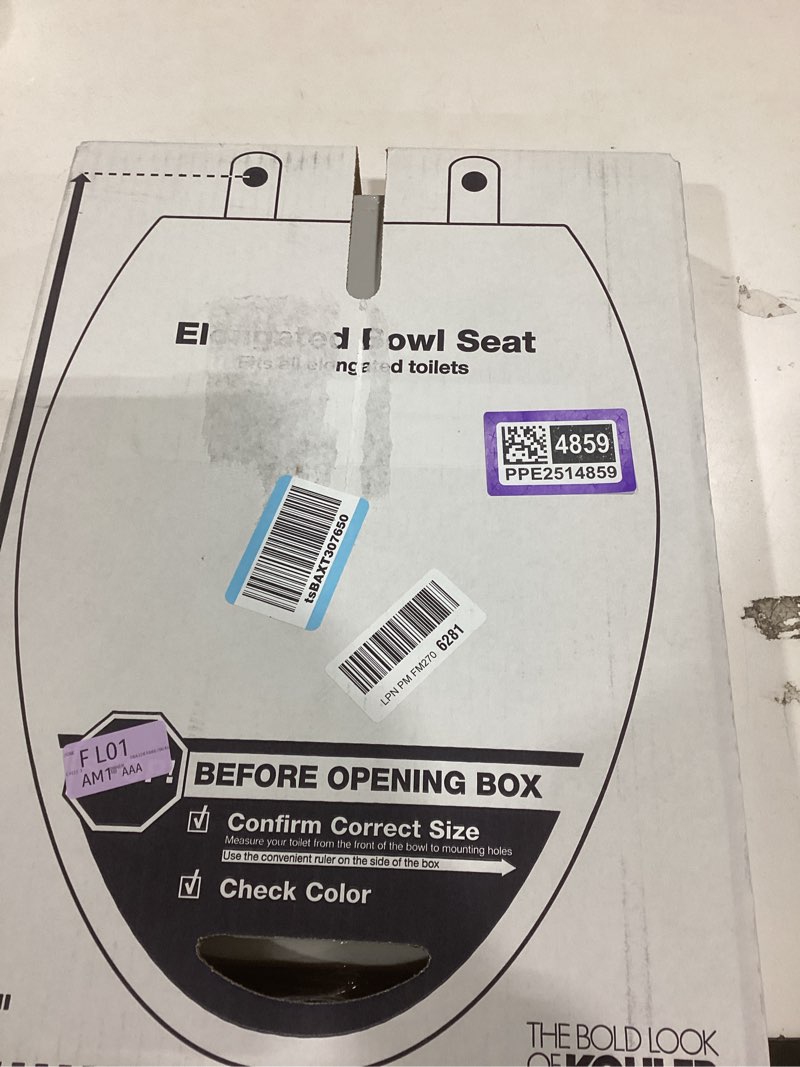 Condition photo showing New/Like New for KOHLER 20110-0 Brevia, Slow Close Toilet Seat, Elongated Toilet Seat, Grip-Tight Bumpers Quick-Attach Hardware, White White Elongated Quiet-Close