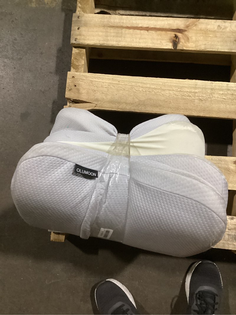 Condition photo showing As Is for cervical neck pillow - cooling ergonomic neck support pillow for sleeping, orthopedic contour memory foam pillows for side, back & stomach sleepers with pillowcase (grey)