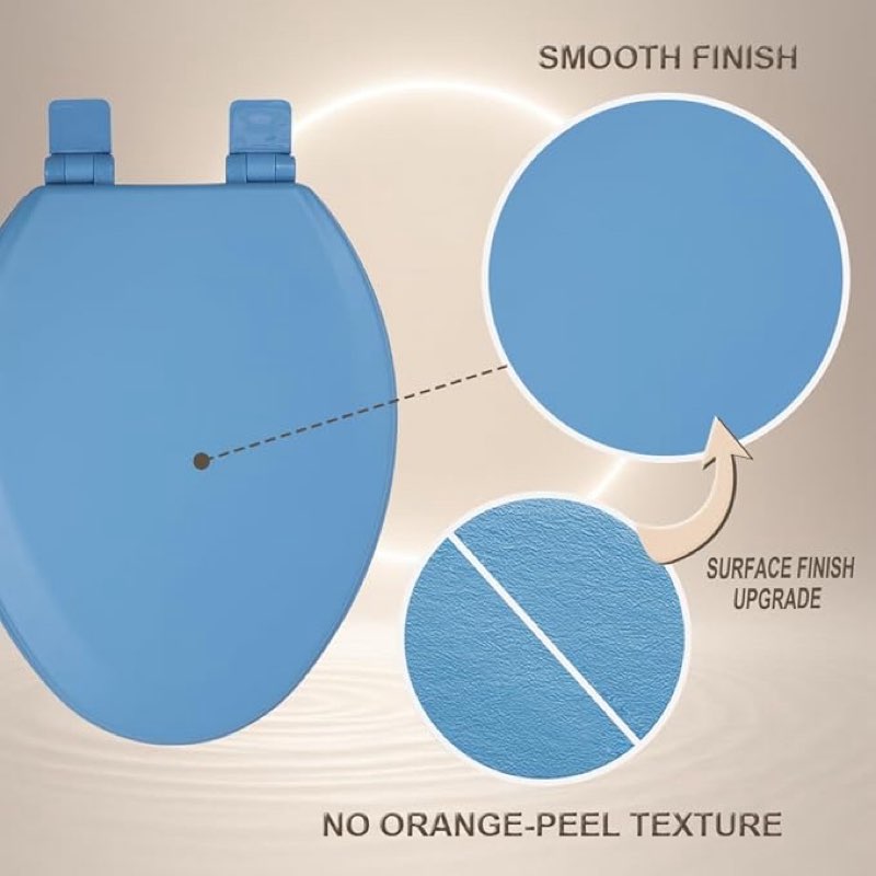 toilet seat, slow close, soft touch, ultra-smooth matte finish (no orange-peel texture), premium moulded wood, quick release, piklids (royal blue, elongated)