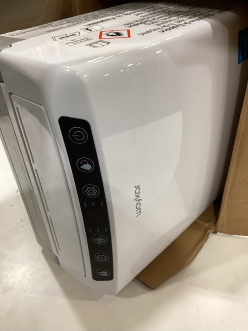 Condition photo showing As Is for waykar 2000 sq. ft 34 pints 2025 most efficient energy star dehumidifier for home and basement with auto or manual drainage, quiet 33db operation, 0.62 gallon water tank capacity 34 pints 2000 sq. ft.