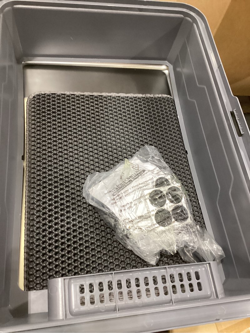 Condition photo showing Good Condition for stainless steel litter box extra large for big cats multi-cats, jumbo extra large metal cat litter box with high sided lid, anti-urine leakage, non-stick,include litter scoop dark grey xxxl
