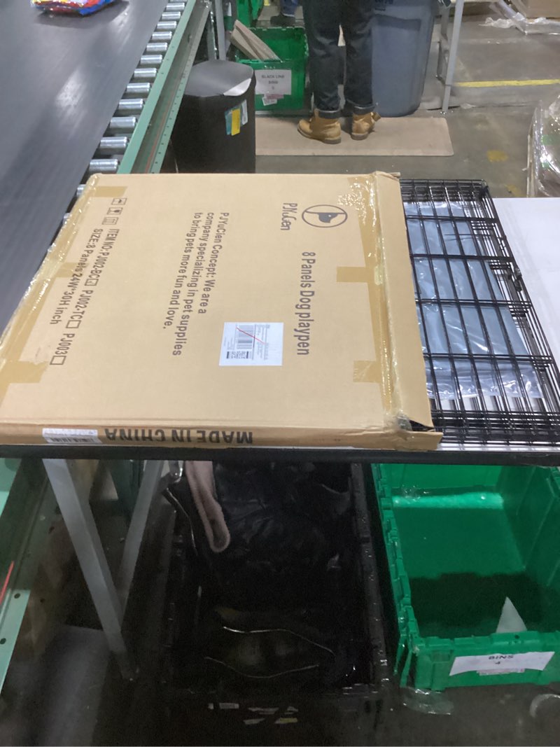 Condition photo showing New/Like New for PJYuCien Dog Playpen, 8 Panels 30’’H Dog Pens Indoor with Bottom Pad, Metal Foldable Pet Puppy Exercise Fence Crate Kennel, Better for Small Animals,Grey Grey 30"H Playpen+Bottom Pad