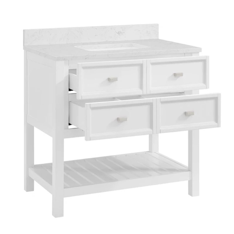 allen + roth canterbury 36-in white undermount single sink bathroom vanity with carrara