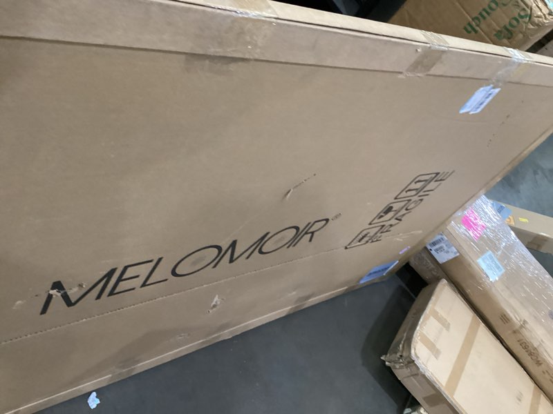 Condition photo showing As Is for melomoir arched oversized floor mirror, 81"x41", full body mirror for bedroom/living room, black frame with tempered glass, wall mirror full length black 81"l x 41"w