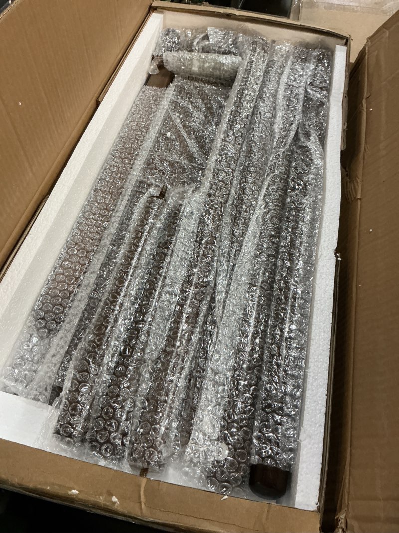 Condition photo showing Good Condition for Coat Rack Freestanding Clothing Rack with Wheels & 2 Shelves Storage & 5 Hooks Heavy Duty Clothes Rack Wood Coat Tree Stand Hat Hanger Rack for Corner Bedroom Entryway Living Room Hotel Size L Walnut Brown 23.6" x 11.8" x 70.9" (With Wheels)