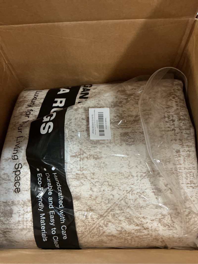 Condition photo showing New/Like New for 9x12 area rugs for living room, non slip machine washable vintage rugs, low pile lightweight large rug for bedroom, dining room, home office beige beige 9' x 12' (rectangular)