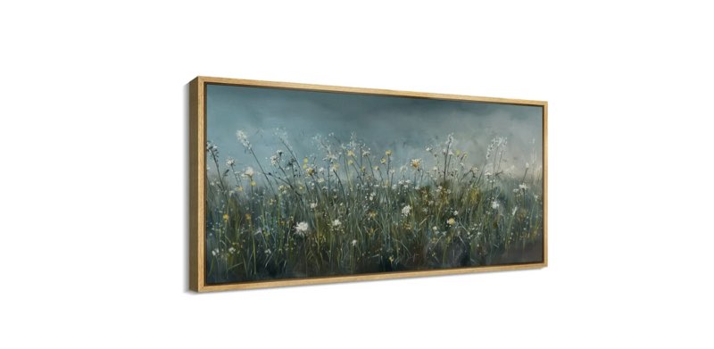 Large Framed Canvas Print Romantic Rose GardenWall Art Decorative Ready to Hang Painting for Living room Bedroom 60x30 inches Natural Frame  