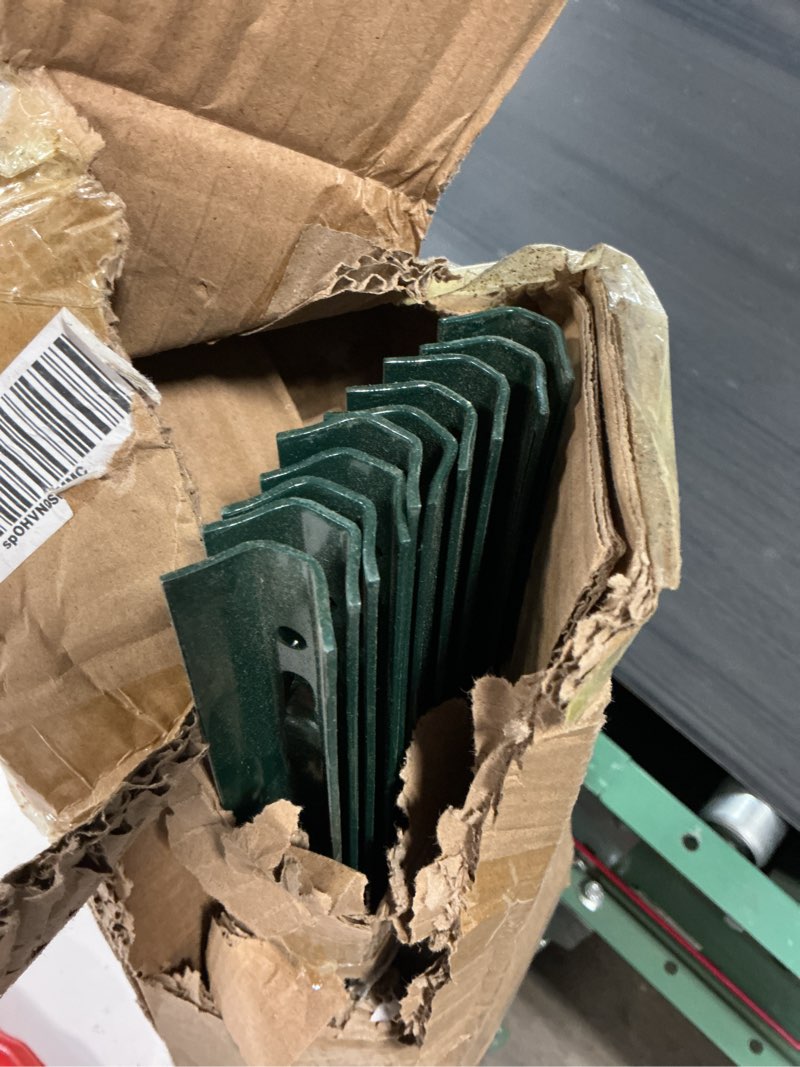 Condition photo showing As Is for gtongoko 10 pack 4ft heavy duty metal fence posts, green u channel no dig fence stakes with anchor plate, 14 gauge steel posts for wire fencing, garden protection, animal barrier, yard & farm boundary 4ft-10pack green