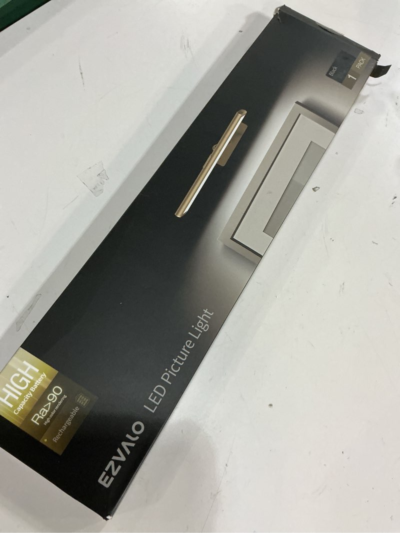 Condition photo showing Good Condition for ezvalo picture light for wall, 4800mah rechargeable wireless remote battery lights for painting, 16in dimmable magnetic led art display light, colors temperatures, for gallery, living room,hallway black 1pack-16in