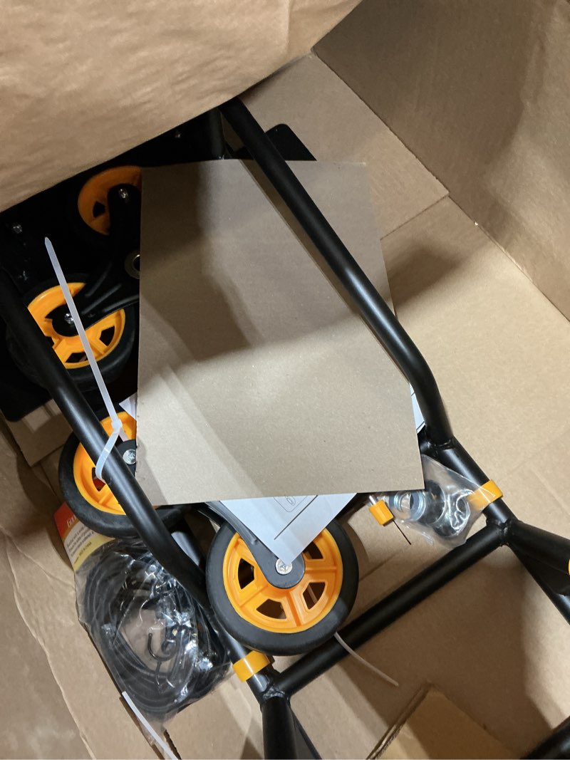 Condition photo showing Good Condition for stair climbing cart, 440 lbs capacity stair climber dolly, hand truck with stair-climbing wheels & one-touch retractable handle, thickened upgraded steel tube folding stair climbing black and yellow