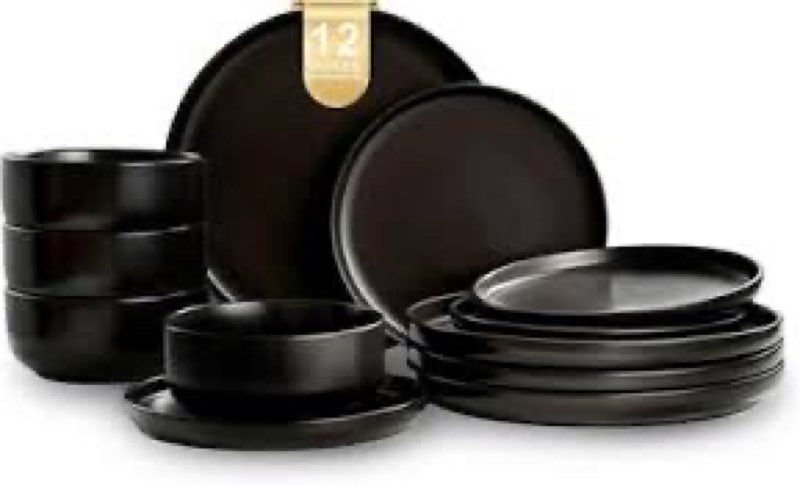 ewfen plates and bowls sets, dinnerware sets for 8, 24 pieces scratch resistant dishware dishes set,