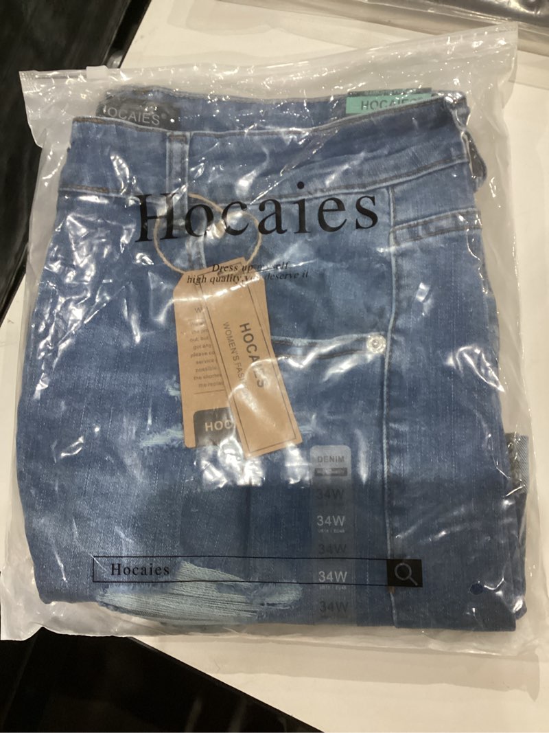 Condition photo showing New/Like New for HOCAIES Women's Juniors Mid Rise Jean Shorts Folded Hem Denim Shorts for Women 18 13 Blue