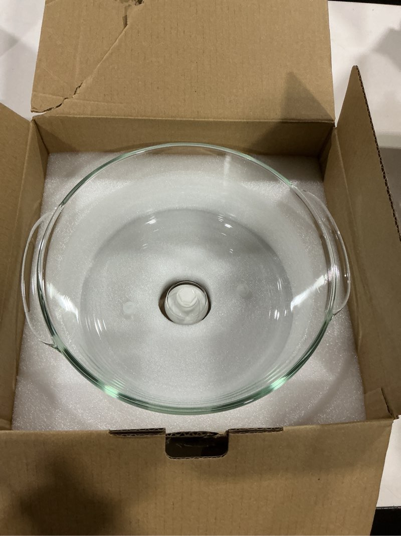 Condition photo showing Good Condition for glass microwave splatter cover for food tall microwave cover with white ceramic knob 100% food safe 10 in plate splatter guard lid with vent hole bpa free dishwasher safe