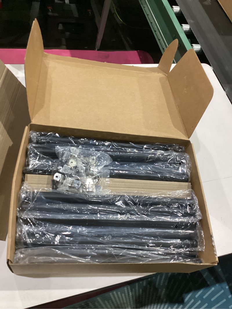 Condition photo showing Good Condition for 4 pack string light poles for outside, thickened metal christmas lights hanger pole outdoor with fork, lighting hanging post accessories for patio decor garden backyard yard outside decorations