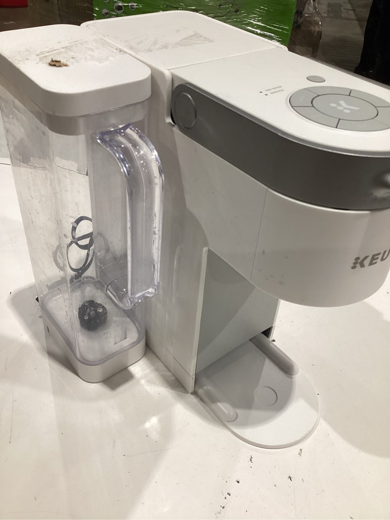 Condition photo showing As Is for keurig k-supreme single serve k-cup pod coffee maker, multistream technology, 4 brew sizes, 66oz dual-position removable reservoir, white white coffee maker