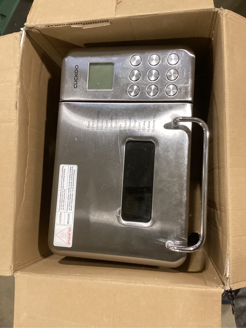 Condition photo showing Good Condition for CUCKOO Bread Maker Machine with 15 Menu Options + 3 Crust Colors, 2 lbs Bread Machine with Automatic Fruit & Nut Dispenser, Includes 6 Accessories, Ideal Breadmaker for Sourdough (CBM-AAB101S)